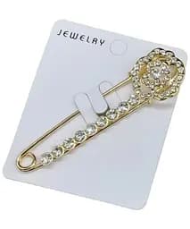 Брошка Квітка каміння з камінцями для особливого образу декоративна жіноча прикраса на одяг Золотистий