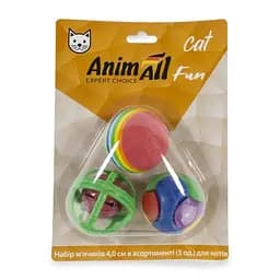 Набор мячиков AnimAll Fun Cat в ассортименте для кошек 3 шт.