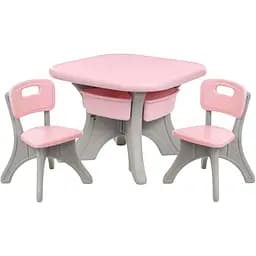 Дитячий столик з двома стільцями Bambi NEW TABLE-8 сіро-рожевий