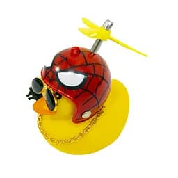 Качка в шоломі на кермо авто Шолом SpiderMan жовта качка з окулярами в торпеду Red Broken Duck - мініатюра 5