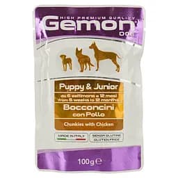 Влажный корм Gemon Dog Wet Puppy&Junior кусочки с курицей, 100 г (70300636)