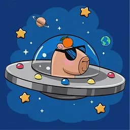 Картина по номерам "Капібара в космічній тарілці" KHO1292, 30x30 см