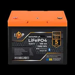 Акумулятор LP LiFePO4 12,8V - 100 Ah (1280Wh) (BMS 100A/50А) пластик Smart BT