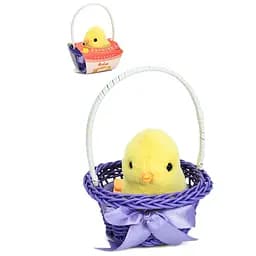 Заводная игрушка цыпленок, 9 см, плюш, в корзинке, 28S (в ассортименте)