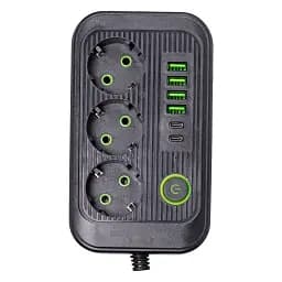 Сетевой фильтр-удлинитель Yiwu HP-5-20 LUXE F016U на 3 розетки 6 USB 3,8 метра черный 