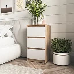 Тумба приліжкова Moreli T-216 на 3 шухляди 400x758x398 мм дуб сонома білий (mo-t216-sonoma-white)