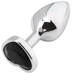 Металева анальна пробка I’MCUM Crystal Heart Розмір L з чорним кристалом (IM-KGS005_L)