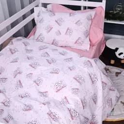 Простирадло на гумці MirSon Poplin Line Kids 04 Cats 70х190 см рожеве (2200009714580) - мініатюра 3