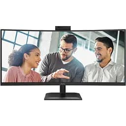 TFT 34" AOC CU34E4CW, WQHD, VA, 120Гц, вигн., 2xHDMI, DP, USB-C, RJ-45, USB-hub,cam,HAS, кол.,чорний - мініатюра 7