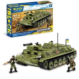 Конструктор IBLOCK Армия Транспортер MT-ЛБ, PL-921-485, 763 детали, 46x6.4x28.5 см