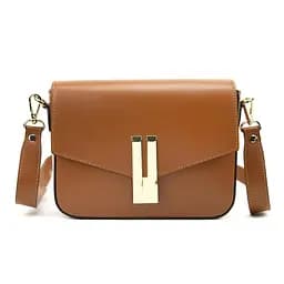 Кросбоді шкіряне з акцентним замком колір карамель Firenze Italy F-IT-9558C