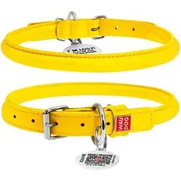Ошейник для собак Waudog Glamour кожаный с QR паспортом, круглый, M, Д 10 мм, Дл 39-47 см (2035068000004)