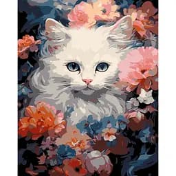 Набор для росписи по номерам Strateg Белая кошка на черном фоне 40 х 50 см (AH1214-19)