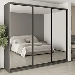 Шкаф-купе трехдверный MebelStar Уни BG 3 Зеркала 270x45x240 см Антрацит (MBS-7835)