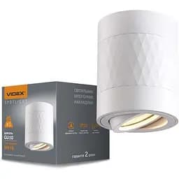 Світильник Videx під лампу GU10 білий накладний + біла пряма лінія Ø8х10 см Line F Арт. VL-SPF04A-WPW