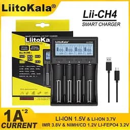 Зарядний пристрій для Liitokala Lii-CH4, 4 канали, Li-1.5/Ni-Mh/Li-ion/LiFePO4/Li-HiV, USB-C, LCD - мініатюра 2