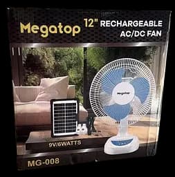 Вентилятор на солнечной батарее Megatop MG008 12" 6Вт USB 9V 4500мАч + 2 LED лампы с автовращением