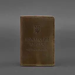 Шкіряна обкладинка для військового квитка офіцера запасу 8.0 темно-коричнева Crazy Horse - мініатюра 6