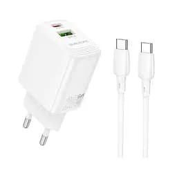 Сетевое зарядное устройство с кабелем Borofone BN27 Fuente PD20W+QC3. 0 charger set (C to C) (EU) белый