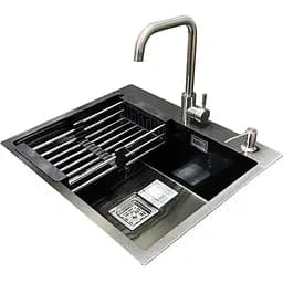 Комплект мийка + змішувач Romzha Arta Nova U-550 Max BL (B)