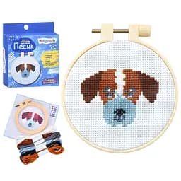 Набор для вышивания крестиком Limo Toy Песик пяльца размер 9.5 см M5867UA 