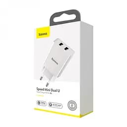 Зарядний пристрій Baseus Speed Mini Dual USB 10.5W Білий (CCFS-R02) - мініатюра 7