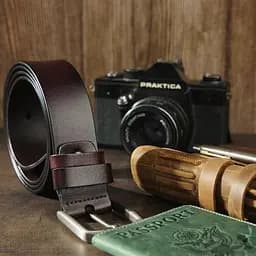 Ремінь чоловічий з затемненою пряжкою механіка 20315 Vintage коричневий 105-120 см - мініатюра 5