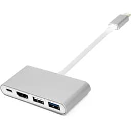 Переходник PowerPlant Type-C(M) - 4*USB 2.0/3.0, HDMI, Type-C(F)