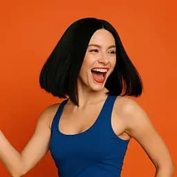 Перука каре пряме брюнетка з термоволокна 32 см чорна