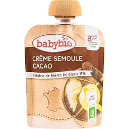 Органічний молочний пудинг Babybio з коров'ячого молока з манною крупою та какао 85 г