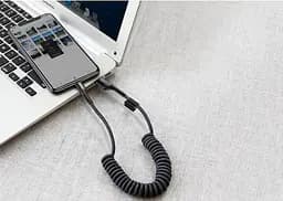 Кабель Baseus Fish Eye Spring Cable USB to Lightning 2A 1m CALSR-01 Black - мініатюра 6