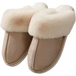 Жіночі домашні капці з хутром Slippers теплі м’які закриті тапочки для дому 36-37 бежевий KT8003821