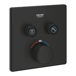Термостат скрытого монтажа с 2 кнопками управления Grohe Grohtherm SmartControl 102166KF00, Черный матовый