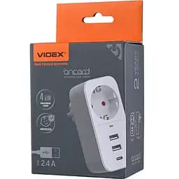 Мережевий адаптер Videx Oncord з/з 1п 2.4 A 2 USB+USB-C white (VF-AD1G2U1C-W)