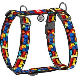 Шлея для собак Waudog Nylon Блоки анатомічна H-подібна з QR паспортом XL 55-95 см