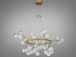 Багата люстра в спальню "Світлячок", на 45 ламп, золото сатин