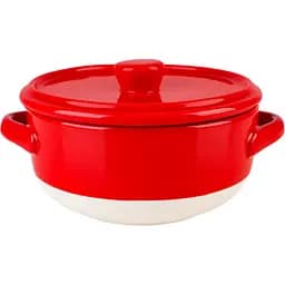 Форма для запікання МВМ My Home кругла з кришкою S 14.5х11.5х6.5 см (KP-45 S WHITE/RED) - мініатюра 3