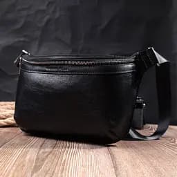 Шкіряна бананка унісекс GRANDE PELLE 22813 чорна - мініатюра 9