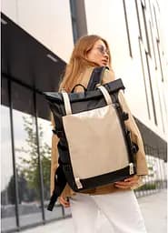 Жіночий рюкзак Sambag RollTop Hacking чорно-сірий 41 x 30 x 16 см (24460130)