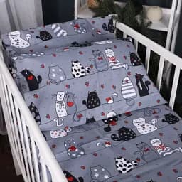 Простирадло MirSon Kids Time 17-0671 With Love Cats 80х160 см на резинці бязь висота 10 см (2200010178777)