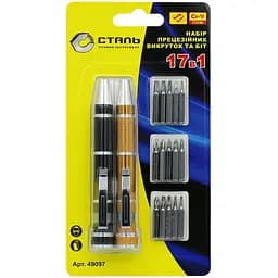 Набор прецизионных отверток и бит Сталь 17 в 1 (117597)