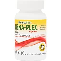Вітаміни та мінерали Natures Plus Hema-Plex, 60 вегакапсул