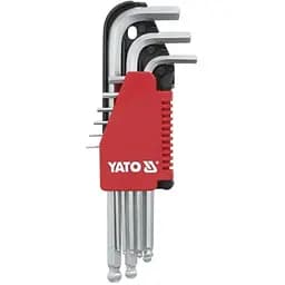 Ключі 6-гранні Yato Г-подібні з кульовим наконечником Cr-V М 2-10 мм 9 шт. (YT-0507)