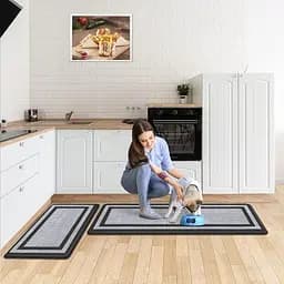 Килимки набір Lovely Svi Сіра окантовка, 2 шт: 44x74x1 см та 44x150x1см  - мініатюра 3