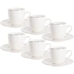 Чайный набор Lefard Волна с золотом, 6 персон, белый (359-483)