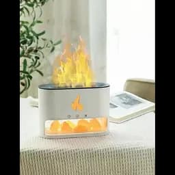 Лампа зволожувач повітря Docsal Flame 3в1 з ультразвуковим зволоженням і соляним камінням Білий - мініатюра 4