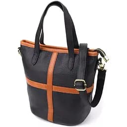 Женская кожаная сумка Vintage с коричневой вставкой на лицевой стороне 17х21х13 см sum0027601