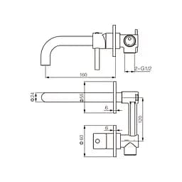 Змішувач для раковини VBI Milano chrome прихованого монтажу VBI-050102CH, Хром - мініатюра 2