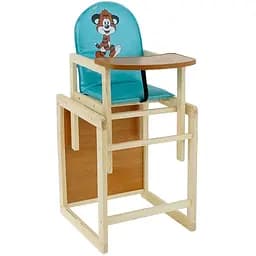 Стульчик для кормления Мася №2053 Тигр, голубой, кожзам