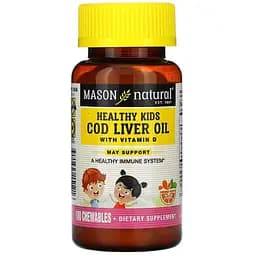 Дитяче здоров'я Mason Natural масло печінки тріски з вітаміном D смак апельсина 100 жувальних таблеток